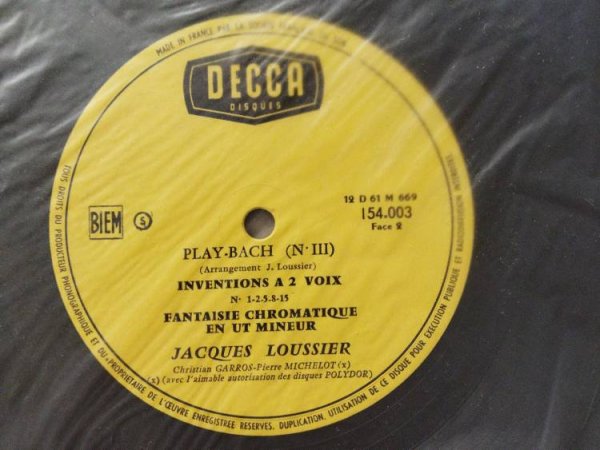 Play Bach.3/Jacques Loussier/Plerre Michelot/France/Decca Play Bach.3/Jacques Loussier/Plerre Michelot/France/Decca