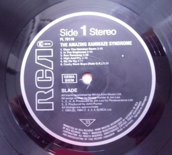 SLADE - THE AMAZING KAMIKAZE SYNDROME 1983 RCA GERMANY
