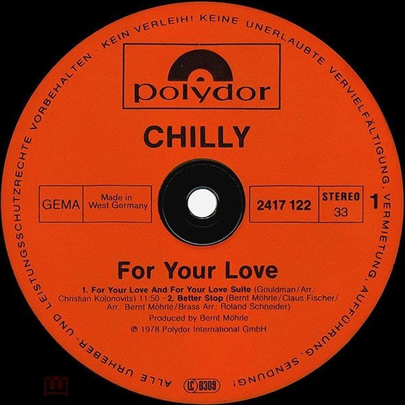 Chilly � For Your Love 1 st   Germany  NM+\NM+
