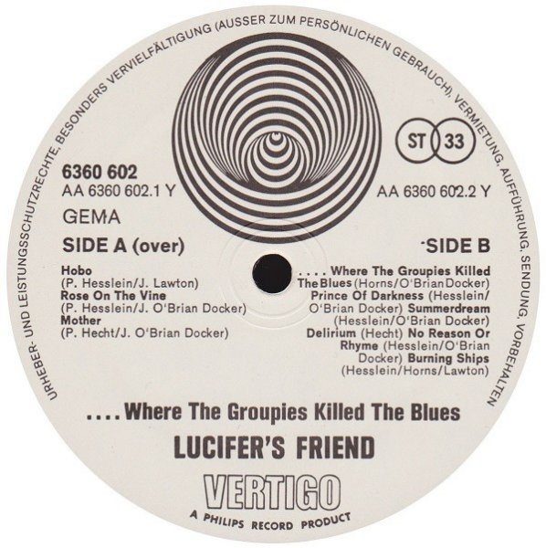 Lucifer's Friend ‎� Where The Groupies Killed The Blues 1 st  Germany NM   